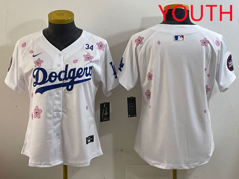 Youth Los Angeles Dodgers Blank White Sakura Edition 2025 Nike MLB Jersey style 5